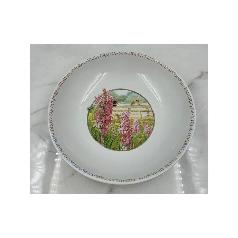 Vtg Marjolein Bastin Wildflower Meadow Pasta Soup Bowl Botanical Bees Birds 8.5